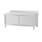 Sliding door cabinet-style workbench