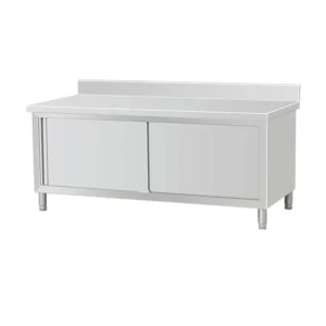 Sliding door cabinet-style workbench